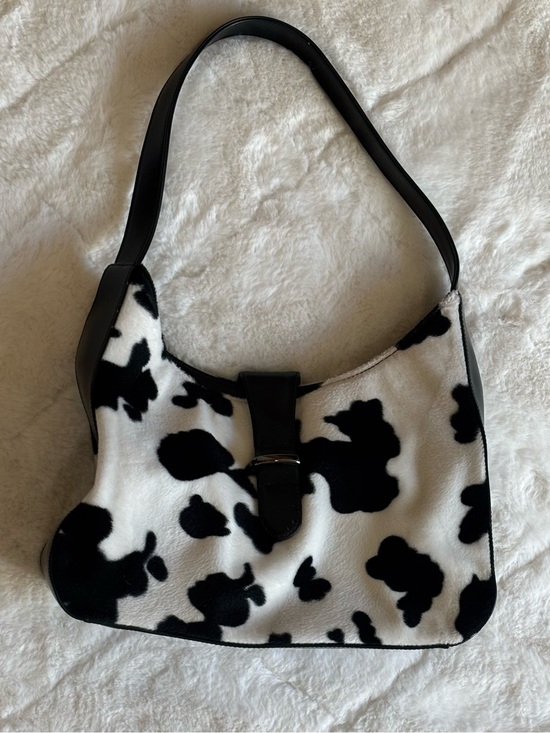 Handbags - Black & White Cow Print Shoulder Bag - Women